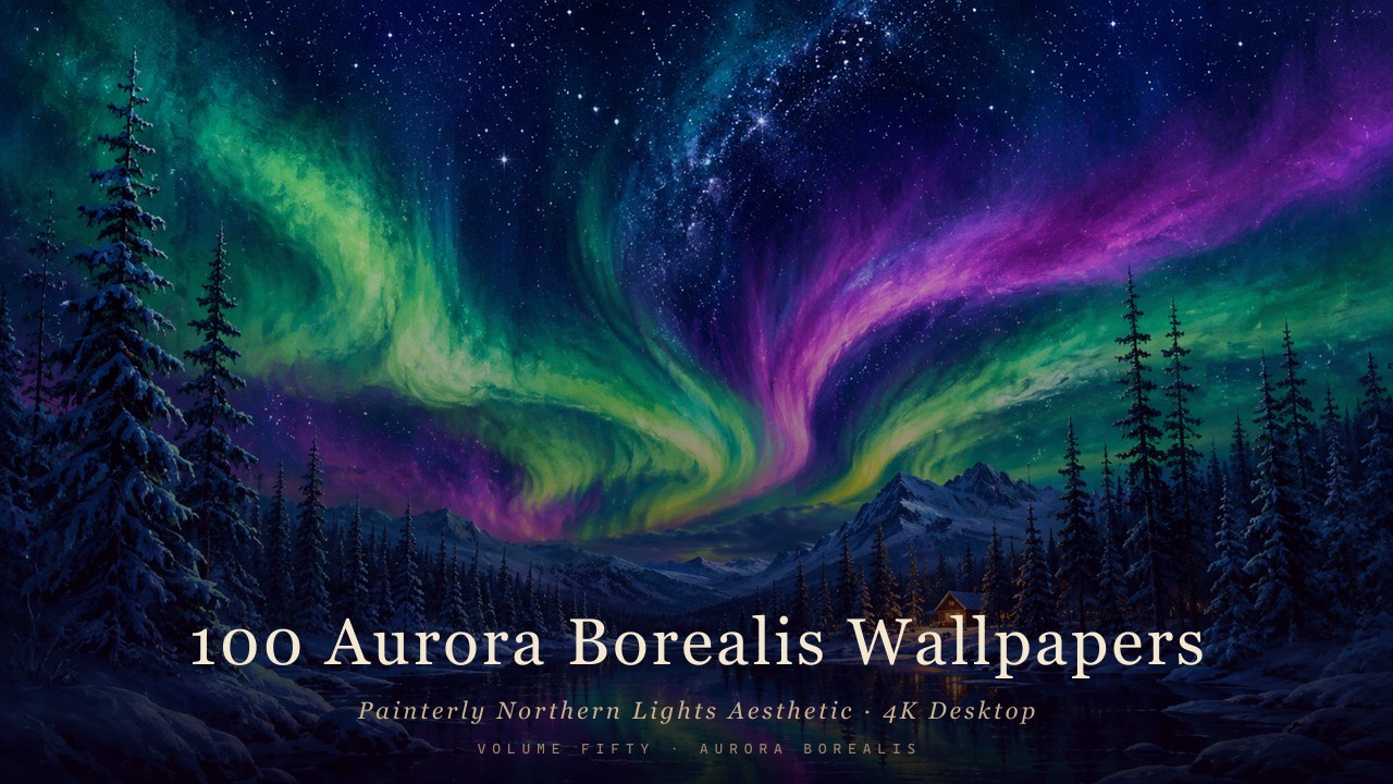 Painterly Northern Lights Aesthetic — 4K desktop wallpaper preview